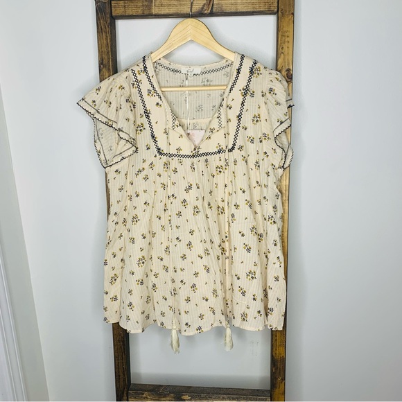 easel Tops - Easel Babydoll Floral Print Blouse